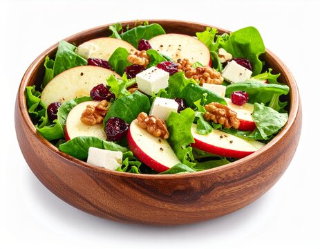 Frischer Salat mit Walnuss, Apfel und Feta
