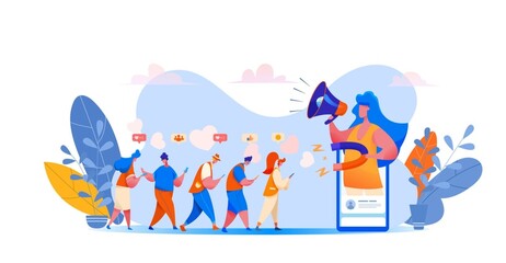 Obraz premium Social Media Marketing and Online Communication Illustration