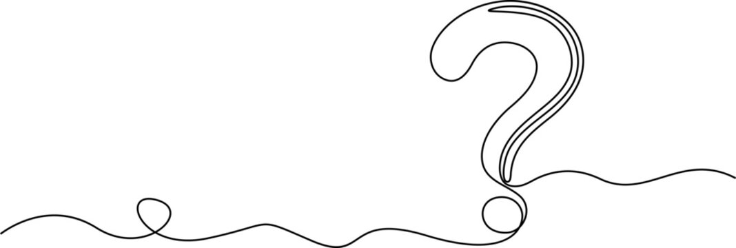 Continuous line drawing Question mark symbol, line art question mark, vector question mark, simple icon