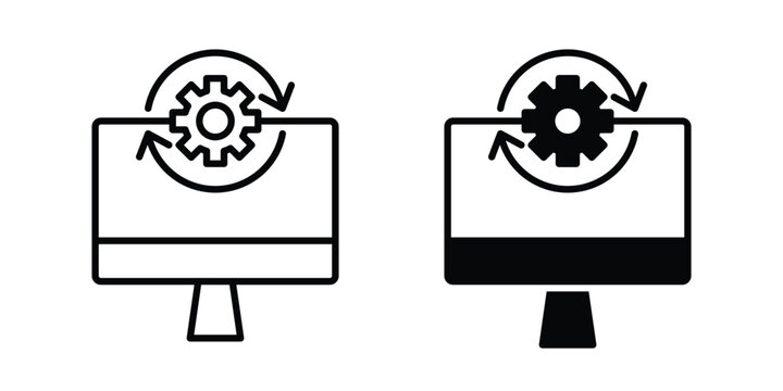 System update icon. Glyph solid icons collection. Line symbols