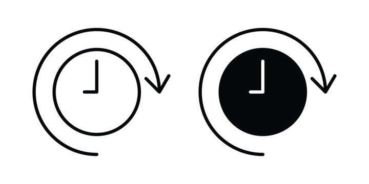 Time forward icon. Glyph solid icons collection. Line symbols