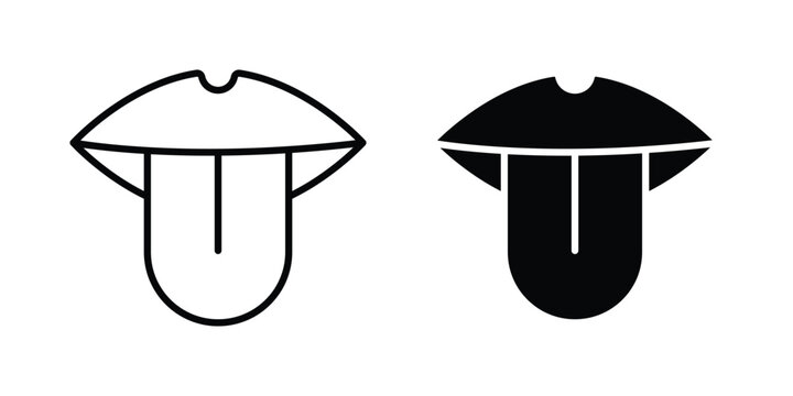 Tongue icon. Glyph solid icons collection. Line symbols