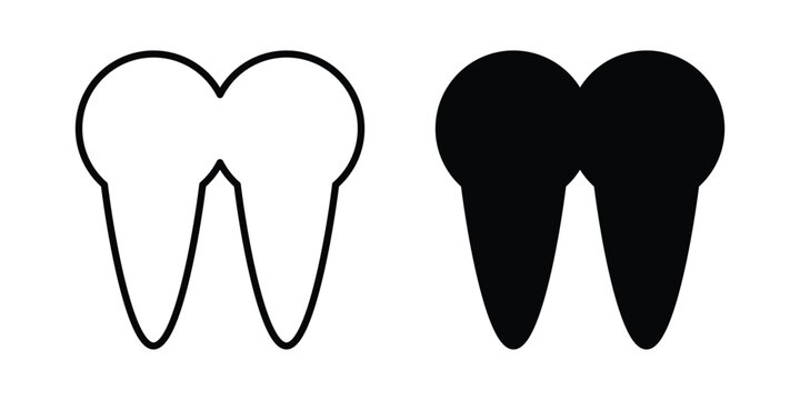 Tooth icon. Glyph solid icons collection. Line symbols