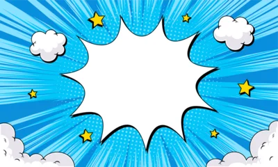 Fotobehang Pop Art Comic Book Pop Art Background with Speech Bubble and Stars  © anggi wibisono