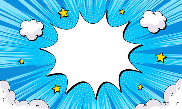Comic Book Pop Art Background with Speech Bubble and Stars