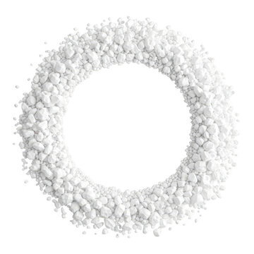 Circular pattern of white crystals isolated on transparent background