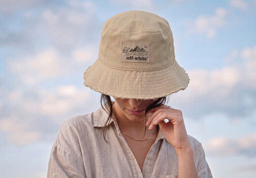 Beige Bucket Hat Mockup