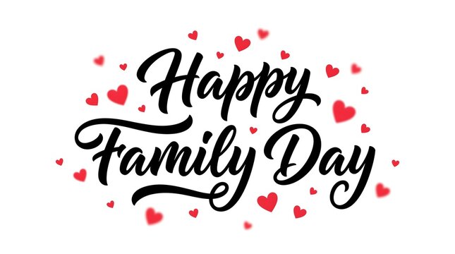 Happy family day wishes greeting card with hearts