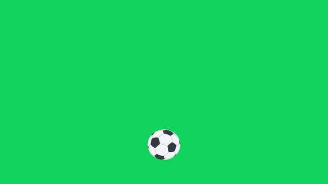 bouncing soccer ball animation loop on green screen background in 4k. realistic football bounce motion graphic with chroma key green background. looping soccer ball bounce animation with smooth motion