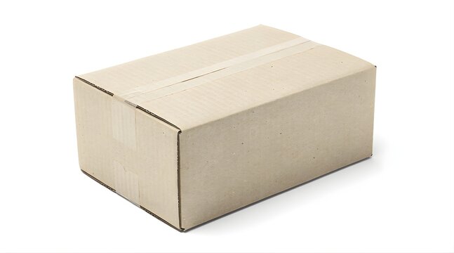 Simple brown cardboard box isolated on a white background.