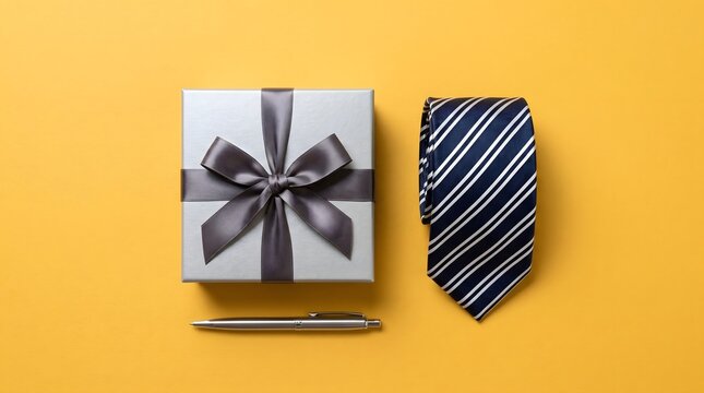 Father's day gift ideas elegant gift box tie and pen for dad
