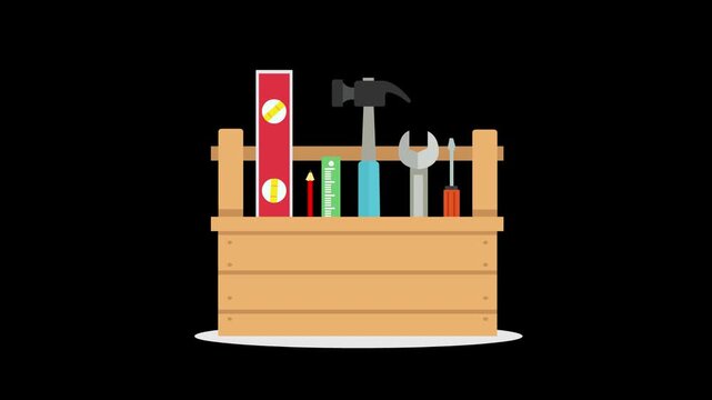 Toolbox animation video with an alpha channel 