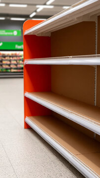 Empty shelf grocery store food security crisis shortage retail supermarket Empty shelf grocery store food security crisis shows retail shortage
