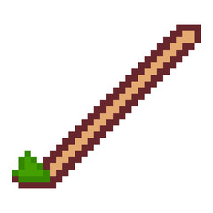 Obraz premium Matcha bamboo scoop chashaku green tea tool pixel art