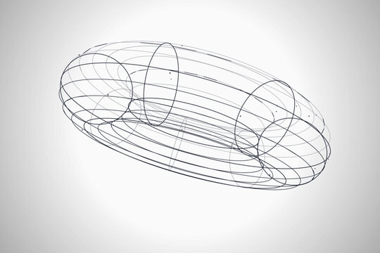 Futuristic Geometric Wire Torus Illustration