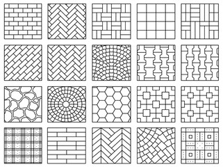 Fototapeta premium Essential CAD Design Resource Featuring a Wide Array of Seamless Architectural Paving and Tiling Patterns for Technical Drawings and Construction Planning