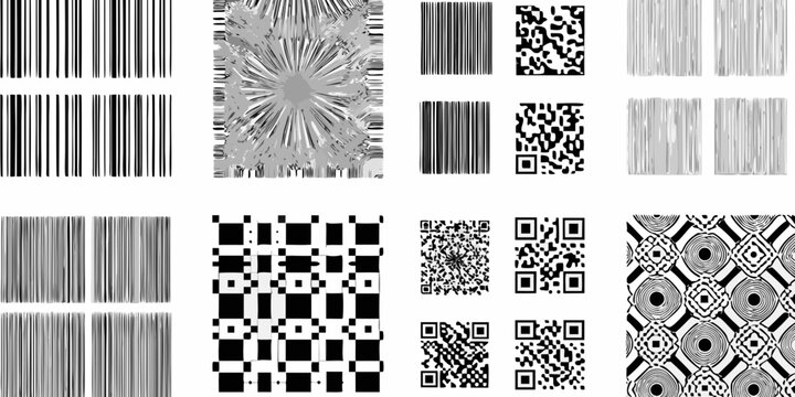 Collection of barcodes and qr codes black and white