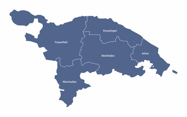 Obraz premium Thurgau Canton administrative map
