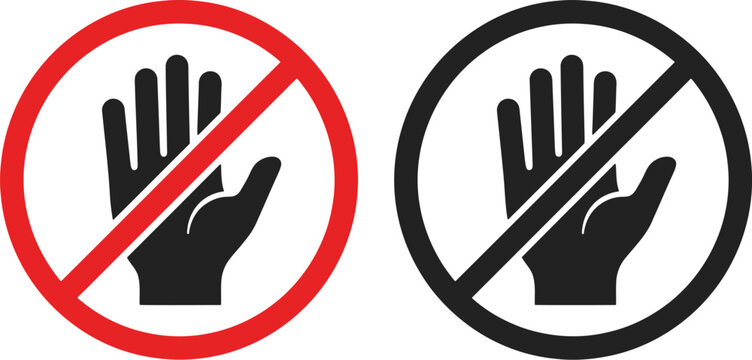 Prohibition signs with hand gestures for website app and presentation use