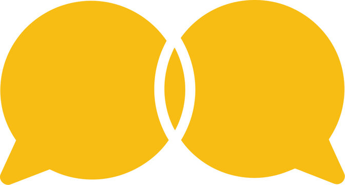 Yellow speech bubbles conversation icons for website chat interface design