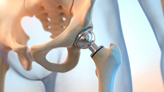 4k artificial hip joint replacement with metal ball and socket implant