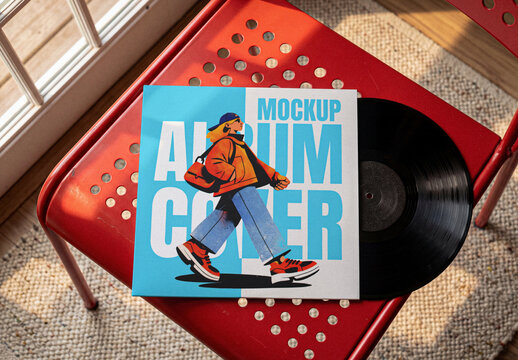 Realistic LP Vinyl Sleeve Mockup