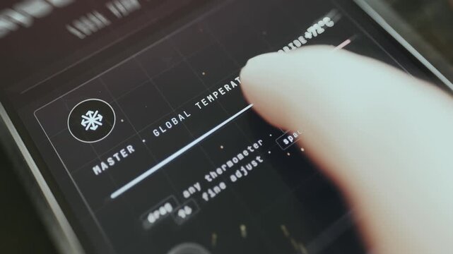Temperature management screen, user drags the slider to change the temperature