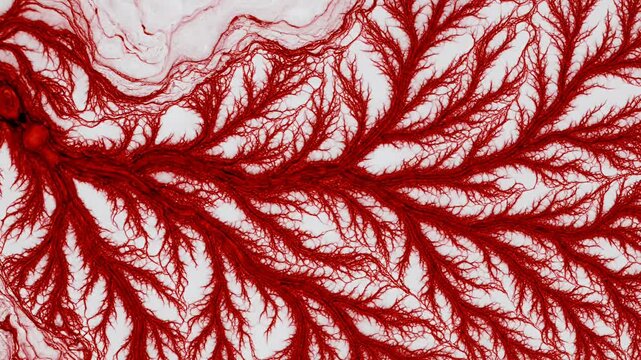 Abstract red branching pattern against white background design