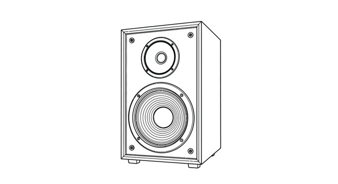 Line art illustration of a two way tower speaker system