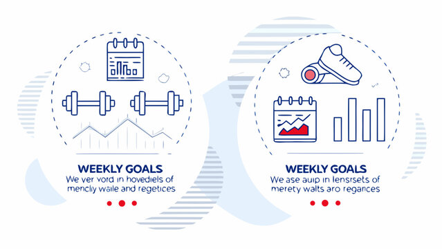 Fitness, workout, goal setting, tracking icons, vector illustrations, blue color scheme, infographic elements