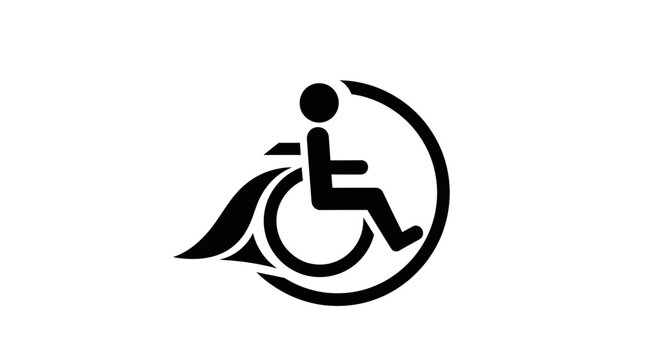 Active Wheelchair User Icon with Motion Effect