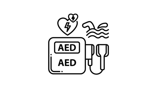 AED Defibrillator Icon for Swimming Pool Safety