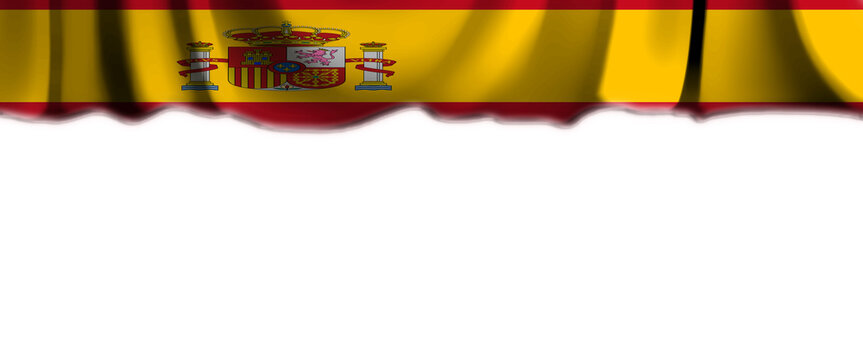 White background with the flag of Spain falling from above