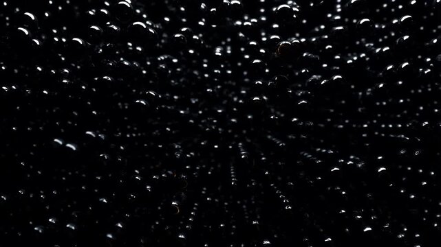 Macro shot of water droplets on black background