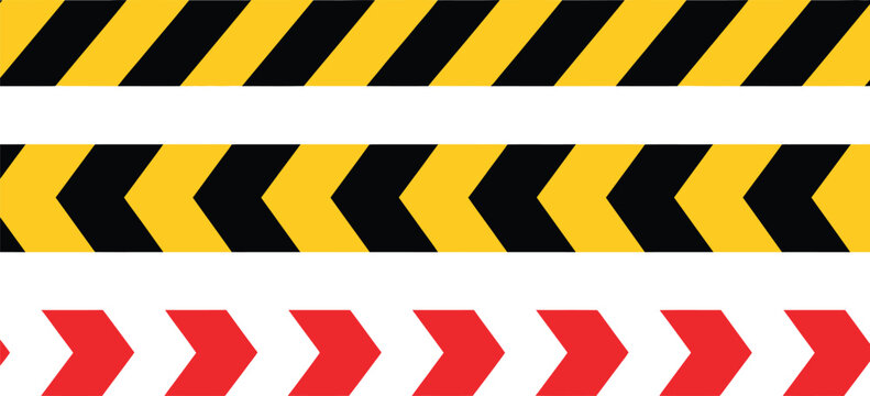 Hazard tape seamless vector pattern showing warning stripes and safety barriers for restricted area design use