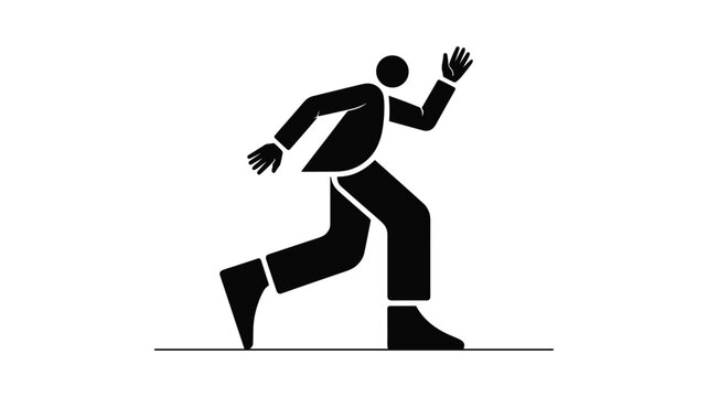 Black silhouette of a person performing a jumping jack exercise on a white background