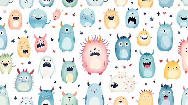 seamless pattern with funny monsters