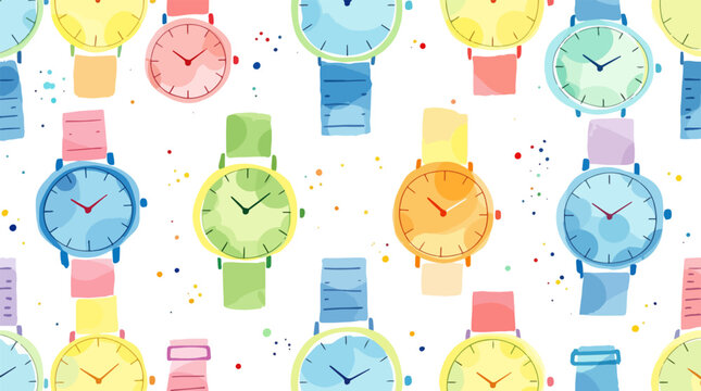 vector seamless pattern with clocks