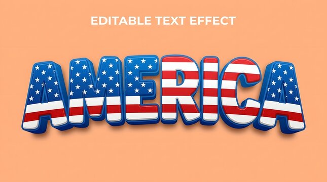 Patriotic 4th of july america text effect editable template for independence day celebrations