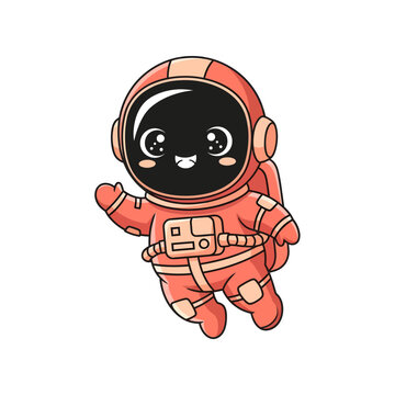 Cute cartoon astronaut cat in space.