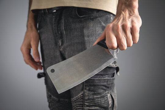 Caucasian murderer with a kitchen knife.