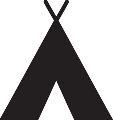 Black silhouette of a teepee tent with a white background, simple geometric shape also transparent background © Pixel With MH