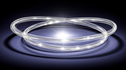Fototapeta premium Interlocking glowing rings on a dark reflective surface