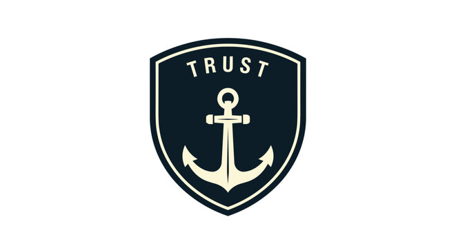 Anchor emblem with the word trust symbolizing security and stability.
