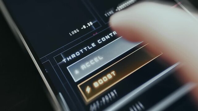 Dashboard for pedal calibration, user taps the ACCEL digital button