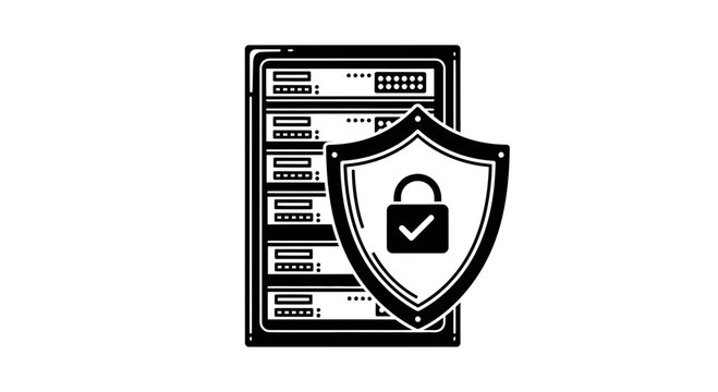 Server Security Shield Icon with Padlock
