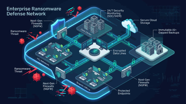 Enterprise Network Defense System Protects Against Ransomware Threats in Cybersecurity
