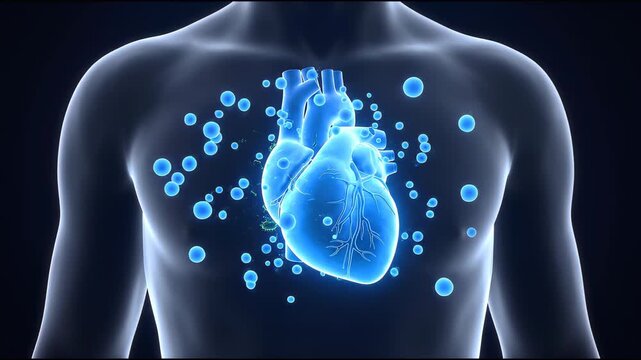 Medical animation of a healthy heart fighting off viral pathogens