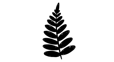 Minimalist black fern leaf illustration on white background © Labib
