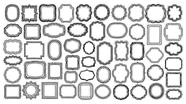 Large collection of vintage ornamental frames and decorative borders isolated on white background for professional designs